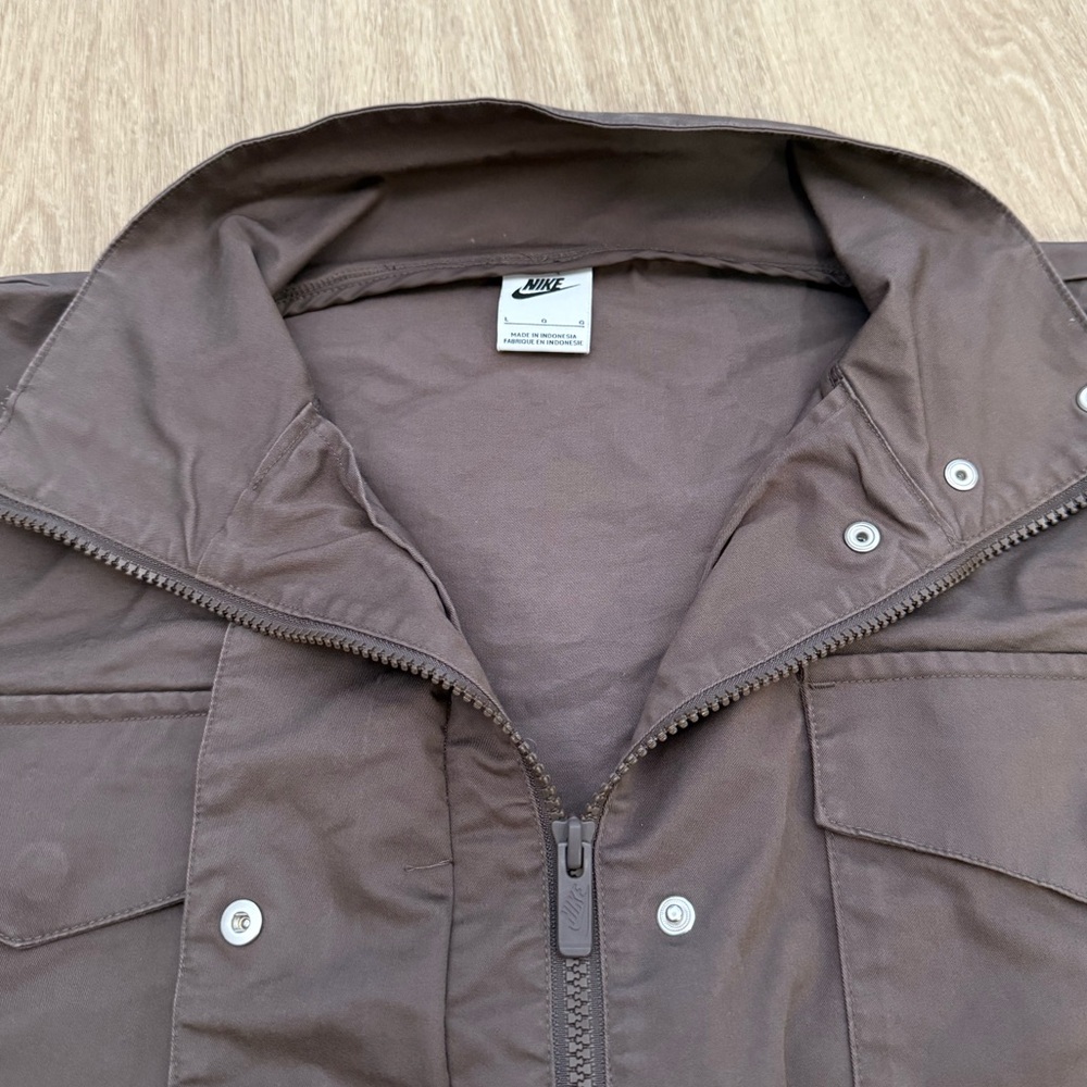 Nike Large M65 Essential Woven Jacket Pockets Zip Up Buttons Draw String - Picture 9 of 13